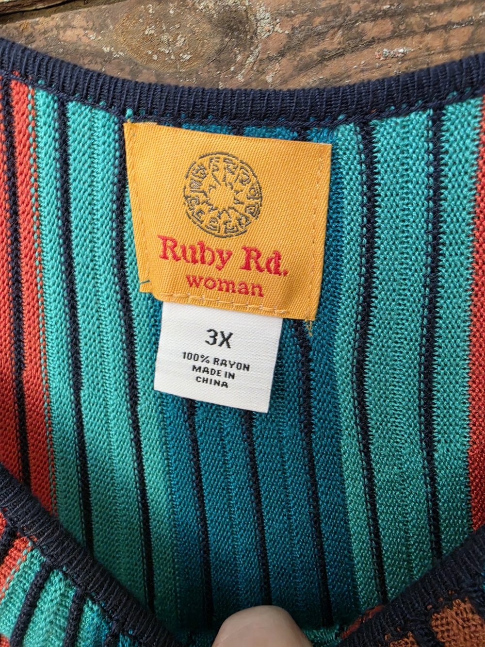 Ruby Rd Women’s Multicolor Striped Boho NWT 3x - Picture 2 of 4